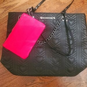 Betsey Johnson Heart Tote with mini purse